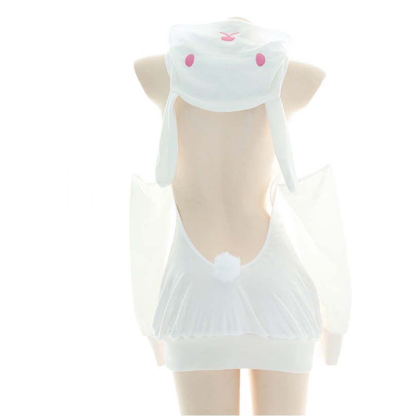 Venta directa de fábrica suave lindo gato garra de felpa suéter de dos dimensiones sexy sin espalda gato dama con capucha traje suéter T0876