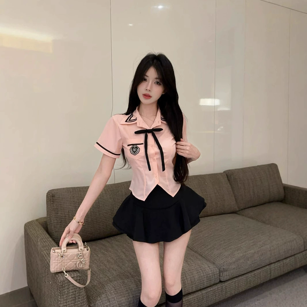 Комплект униформы JK в японском стиле, молодежная и милая рубашка с завышенной талией и пышной полупокровной юбкой с высокой талией, комплект из двух предметов.