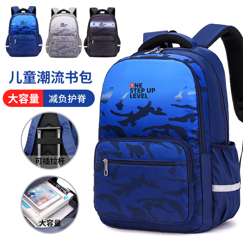 Peces naturales nueva mochila estudiante de la escuela primaria al por mayor masculina Grado 3 a grado 6 gran capacidad de reducción de carga mochila estudiante de secundaria