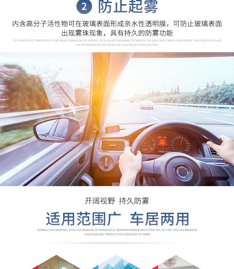 Anti-fog agent and cleaner for shower room mirrors, camera lenses, car windshields, and window glass