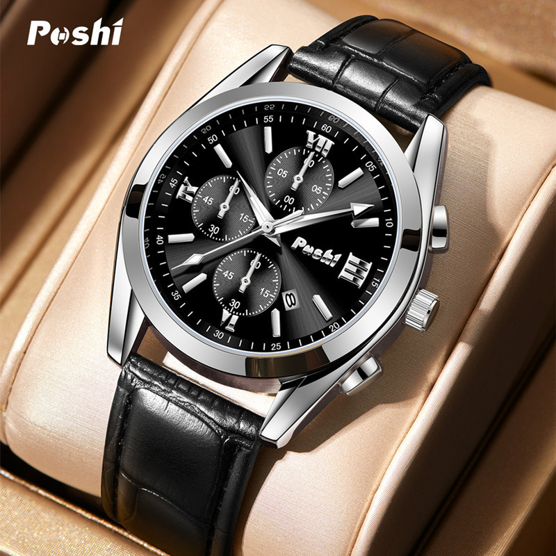 POSHI 2023 nuevo reloj de hombre luminoso falso reloj de cuarzo de tres ojos reloj de hombre de moda de estudiante Masculino
