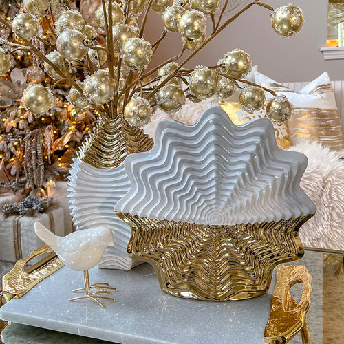 Export light luxury electroplated gold ceramic handicrafts flower arrangements wedding home KTV model room flower shop vase ornaments