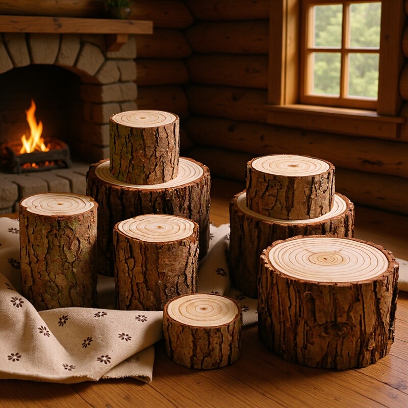 Small Wooden Stake Blind Box Base Wooden Ornament Natural Tree Stump Tree Trunk Photography Props Handmade DIY Gardening Fireplace