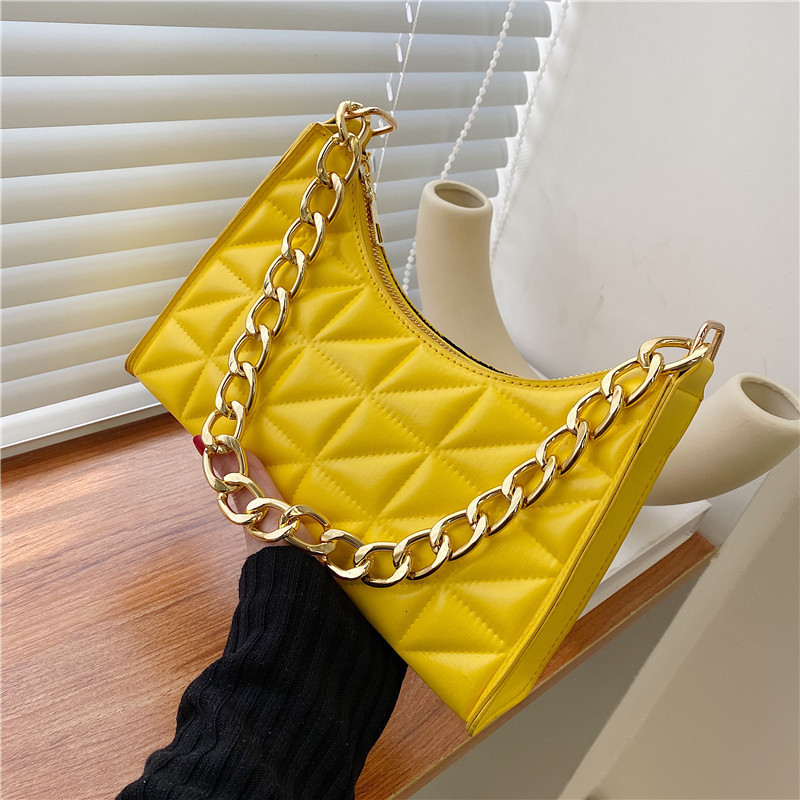 Cross-border Bag Women's 2022 New Fashionable Korean Style Rhombic Color Contrast Shoulder Underarm Bag Portable Baguette Bag Cross-border Bag Women's 2022 New Fashionable Korean Style Rhombic Color Contrast Shoulder Underarm Bag Portable Baguette Bag