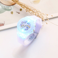 兒童手錶幼兒園小童女孩電子表玩具表彩虹發光小公主網紅閃光表