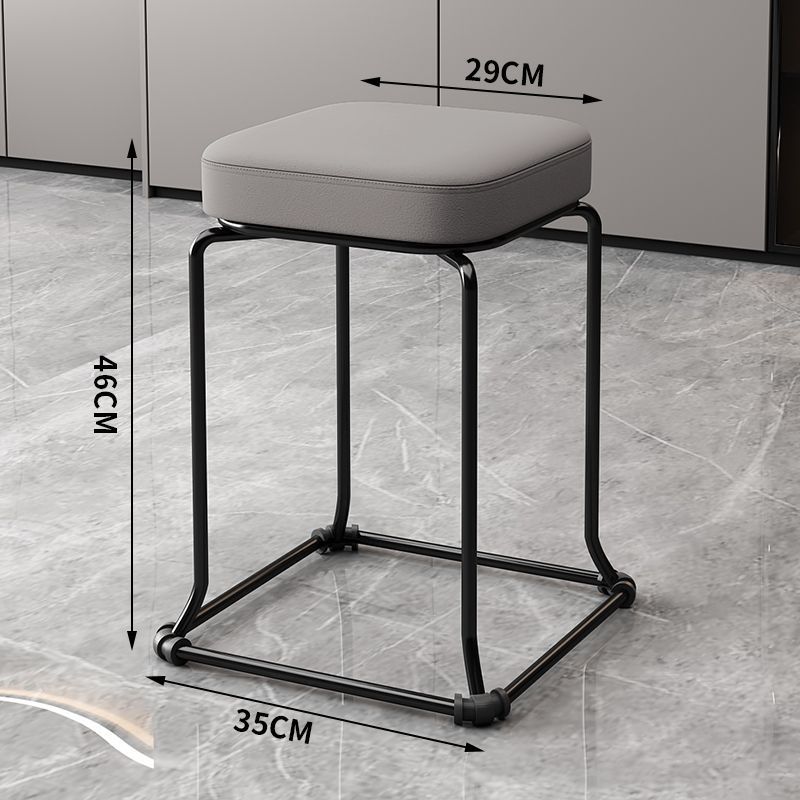 Taburete redondo de envoltura suave, silla de comedor de hierro forjado, taburete cuadrado sólido moderno, taburete de acero apilable para el hogar image 12