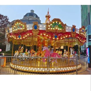 Outdoor Playground Equipment Carousel Indoor and Outdoor Amusement Park Temple Fair Folding Mobile Carousel Price