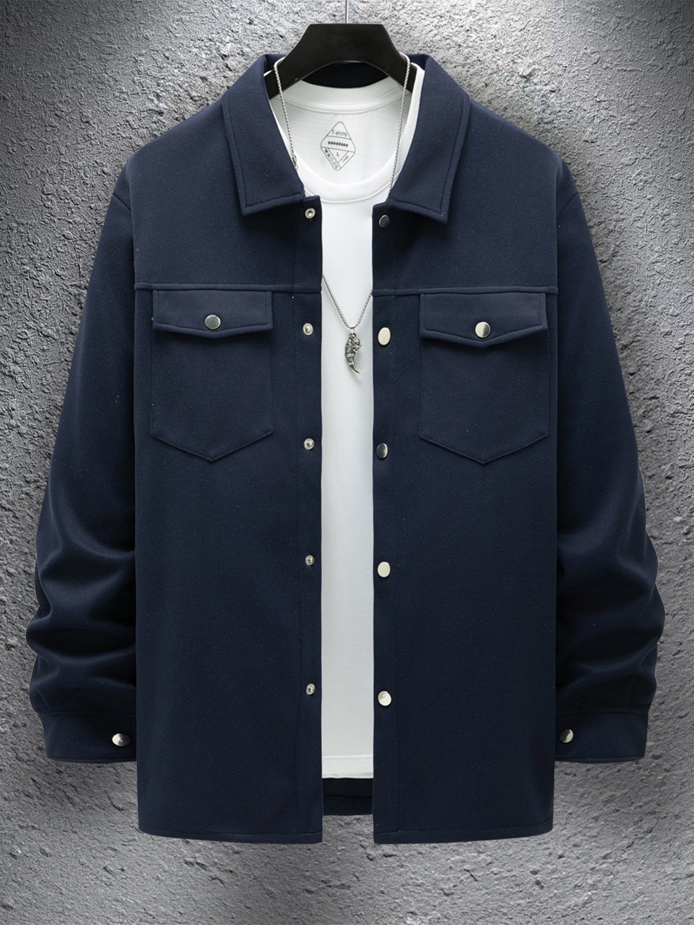 Denim Jacket For Men Lapel Single-breasted Solid Colour Winter_voghion.com