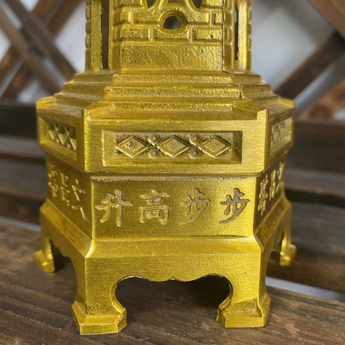 Pure copper Wenchang Tower ornaments 13 layers 13 layers brass all copper Wenchang Tower desk office desk with words on six sides