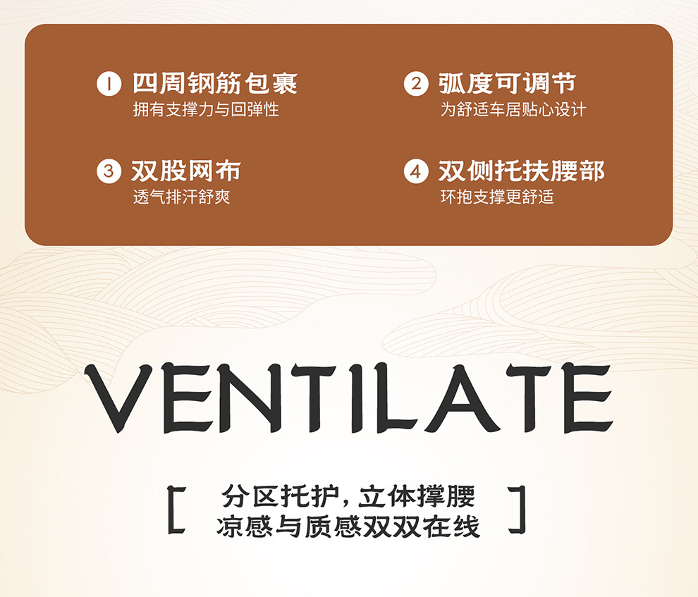 Summer Car Lumbar Support Cushion Breathable Office Seat Massage Lumbar Cushion Waist Support Car Backrest Cushion