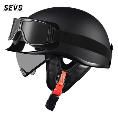 and women, summer scooter half, Motosiklet kaskı (dəbilqə) - semi-black-tea-mirror-square-retro-mirror-m