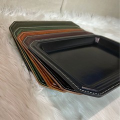新商品のレトロな牛革の文は収納盤の創意の高い油脂のワックスの皮の皿を遊びます。