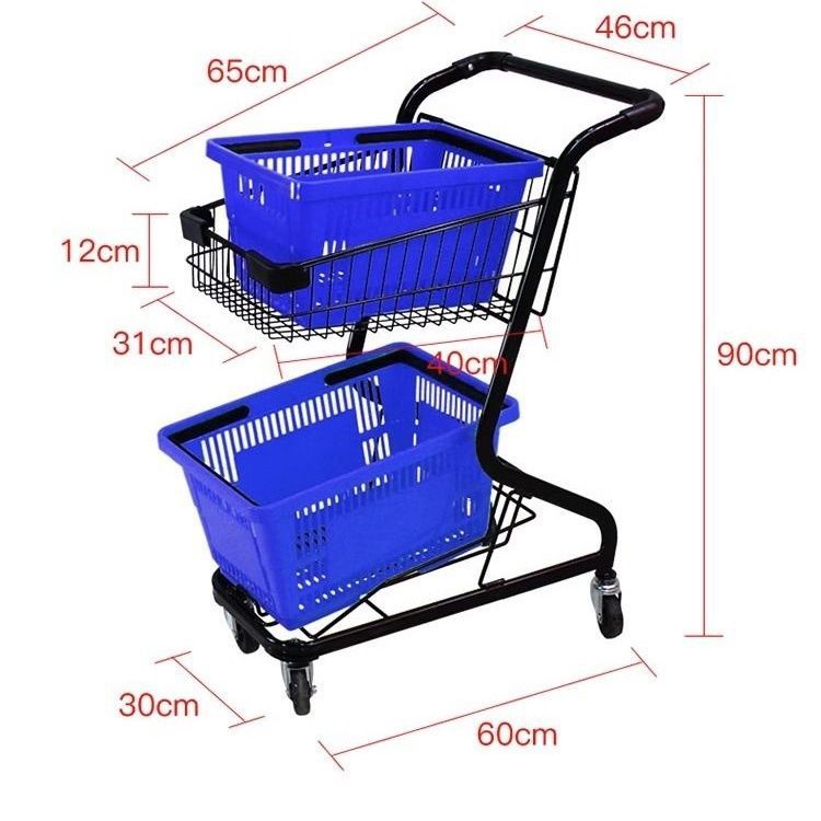 网红双层小推车超市推车零食便利店购物KTV酒水零食商用便携推车