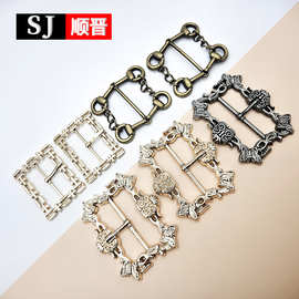 蝴蝶花纹腰带扣金属腰带纽扣配件牛仔风衣箱包调节扣批发服装辅料