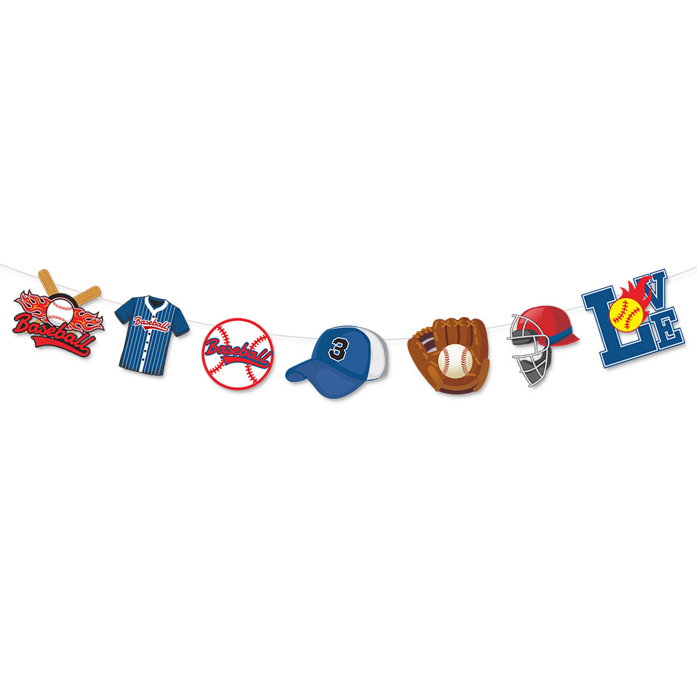 Transfronterizo nuevos deportes de béisbol tema fiesta de cumpleaños decoración traje béisbol cumpleaños bandera pastel insertar