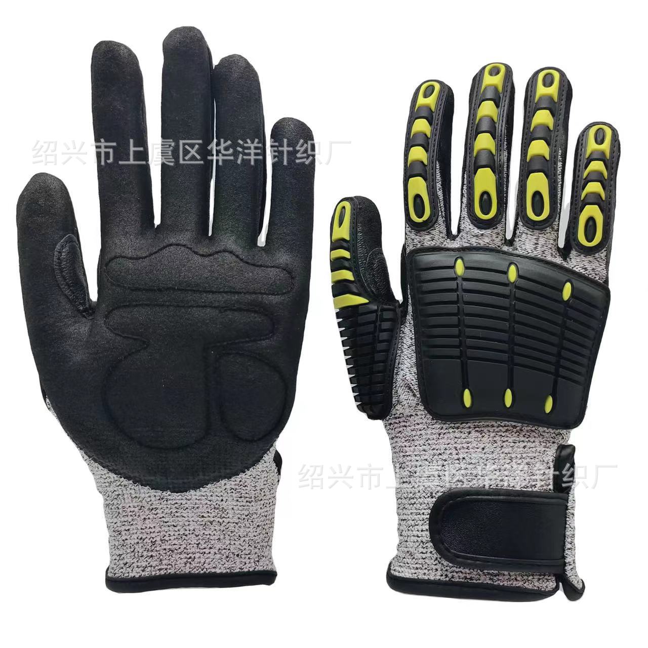 现货防砸防撞机械TPR手套户外救援战术骑行手套防震减震耐磨防割