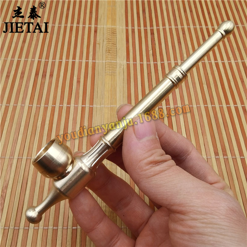 黄铜三用旱烟杆 纯铜烟袋锅子  粗细插烟金属烟丝锅 老式可拆卸