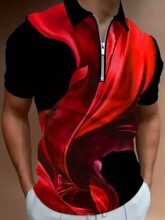 I 33401 3D Digital Print Geometric Pattern Polo Shirt ����ͼ