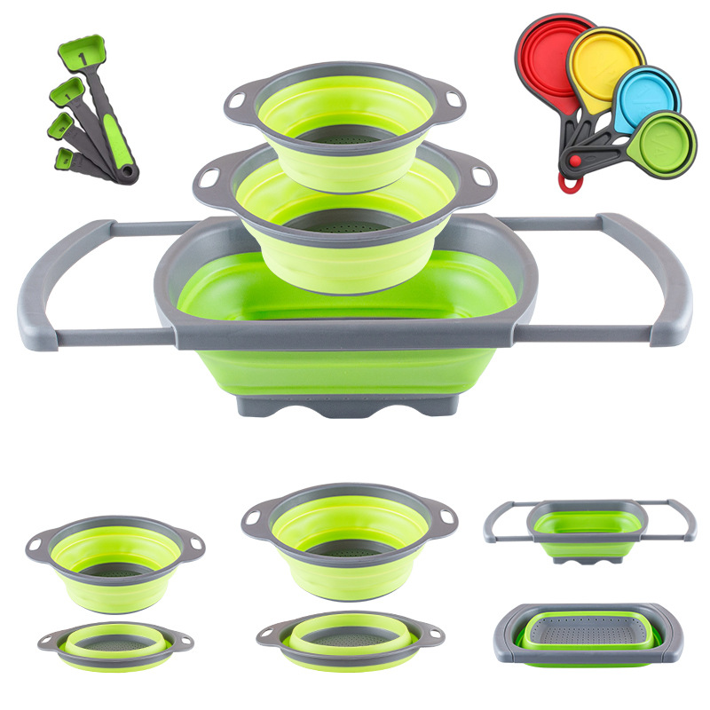 Cesta de drenaje telescópica para cocina, plegable, plástica, para frutas y verduras