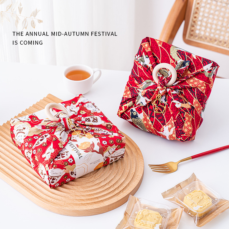2022小方巾礼盒中秋迷你流心月饼包装盒 木盒点心50克蛋黄酥礼盒
