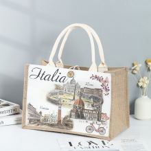 定制麻布袋商场同款礼品手提袋文艺diy良品亚麻黄麻袋拉链帆布包