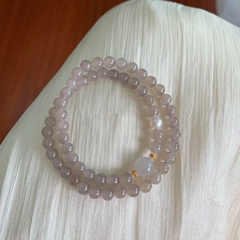 Super Fairy Smoke Gray Moonlight Bracelet Chinese Style Gentle Double Circle Bracelet Elegant Stylish Lucky Bestie Bracelet Gift