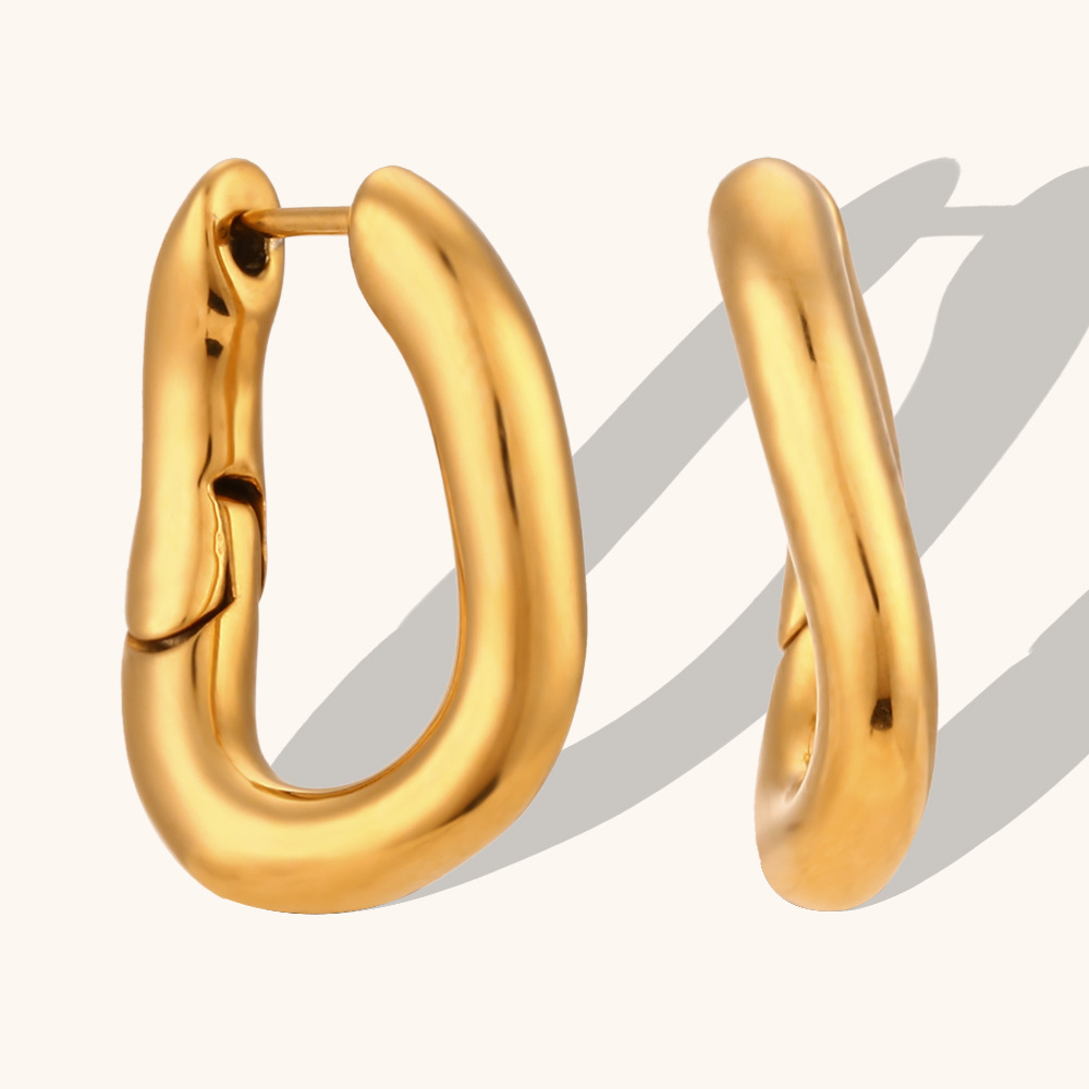 Stainless Steel Ear Needle Material 1 Pair Lady Simple Style Irregular Polishing Plating Stainless Steel 18K Gold Plated Hoop Earrings