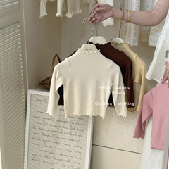【楽恩子供服】女の子用インナーシャツ 秋服 子供用長袖Tシャツ 女の子用春トップス インナーに合わせやすい万能ハイネック