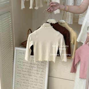 【Leen Children's Clothing】Girls' Base Layer Shirt, Autumn Clothing, Children's Long-Sleeve T-Shirt, Girls' Spring Top, Versatile High-Neck Inner Wear