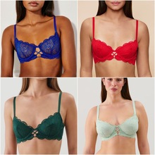 U*Z品牌外贸薄有钢圈上托大码DEF蕾丝文胸法式性感透气女内衣多色