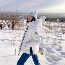 2025冬季剪刀手飞行员女款鸭绒羽绒服男狐狸毛领情侣外套加厚大码