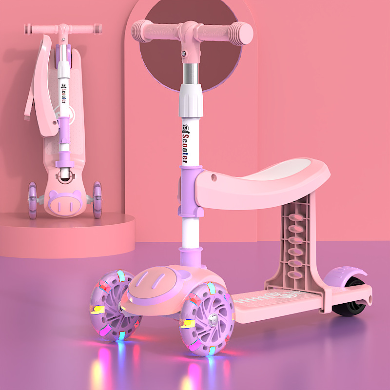 Spot de comercio exterior scooter al por mayor para niños tres en uno sentado y resbaladizo para hombres y mujeres, música para bebés, patinaje ligero