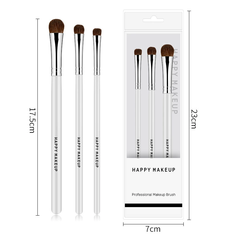 Набор кистей для макияжа (HappyMakeup) 7 кистей из лысого волоса, деревянная ручка, алюминиевая фурнитура