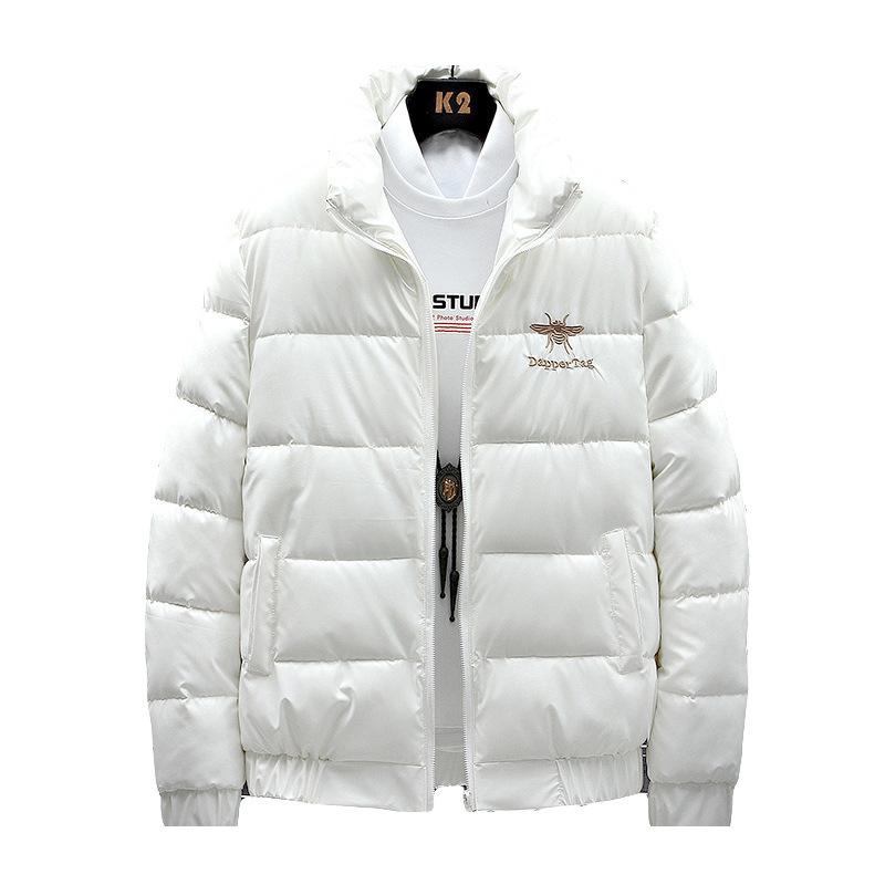 Jachetă de iarnă pentru bărbați, jachetă scurtă din bumbac, brodată, lucioasă, din bumbac, îngroșată, caldă, la modă, de brand, haină_voghion.com