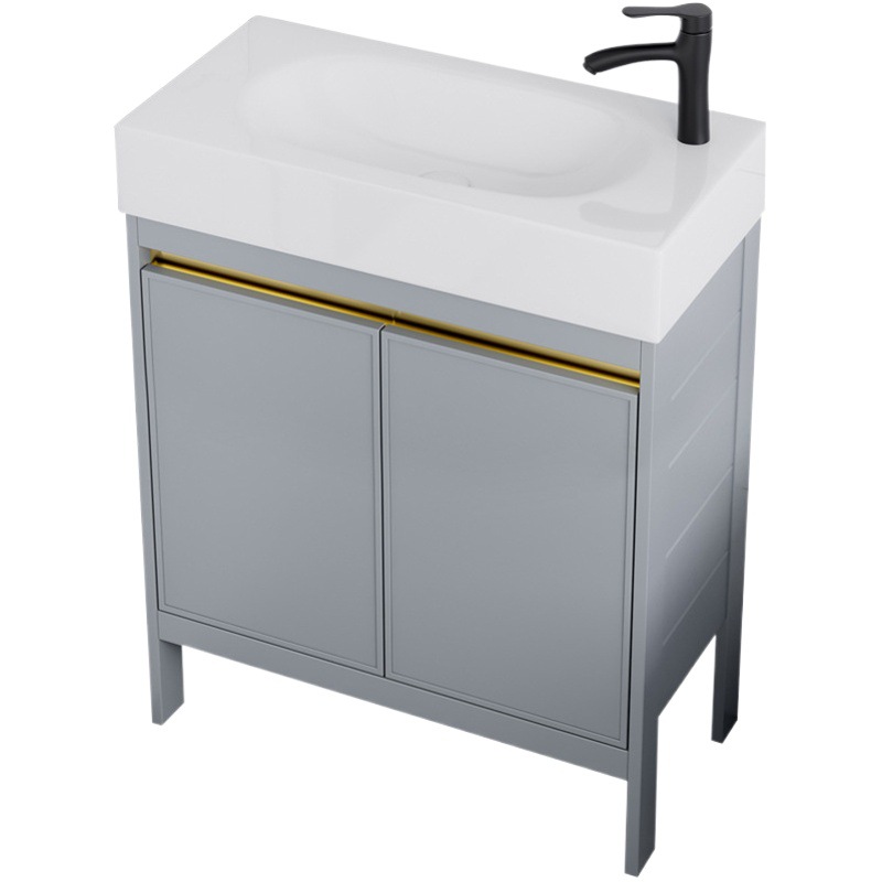 Ultra-estrecho tipo de piso espacio de aleación de aluminio baño gabinete combinación pequeño apartamento lavado de manos lavabo de baño lavabo piscina