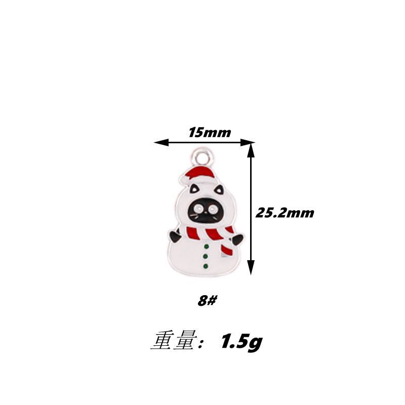 クリスマス漫画 DIY 合金ドリップオイルゴールデンホワイト K サンタクローススノーフレークヘラジカクリスマス猫アクセサリー|undefined