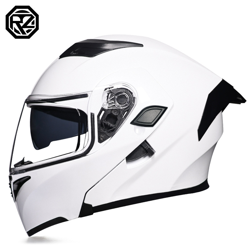 Casco de motocicleta Orz, casco, casco, doble lente, cola grande, motocicleta, casco de carrera, casco, hombres y mujeres, calor de invierno
