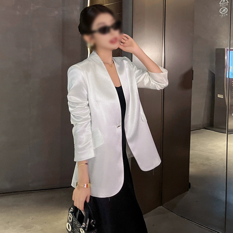 XZ178B-thin suit Korean elegant commuter slim elastic satin seven sleeve suit sunscreen jacket