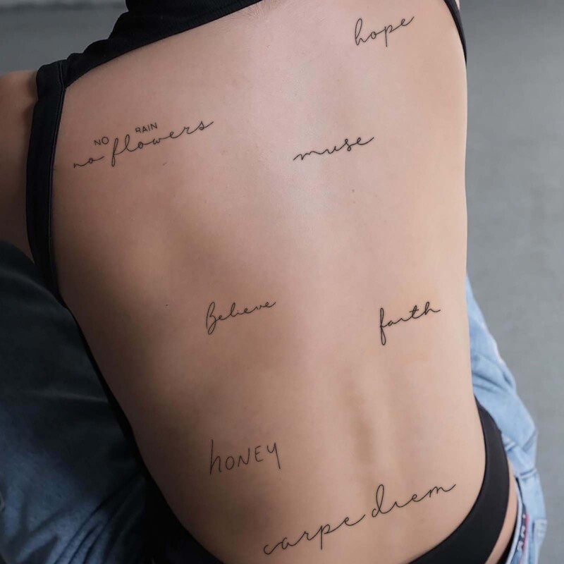Cross-Border New Tattoo Stickers Small Pattern English Letters Short Sentence Tattoo Stickers Waterproof Women's Washable Simple Tattoo Stickers Cross-Border New Tattoo Stickers Small Pattern English Letters Short Sentence Tattoo Stickers Waterproof Women's Washable Simple Tattoo Stickers