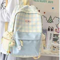 格子书包女学生百搭小清新初高中生双肩包旅游背包潮大容量学院风
