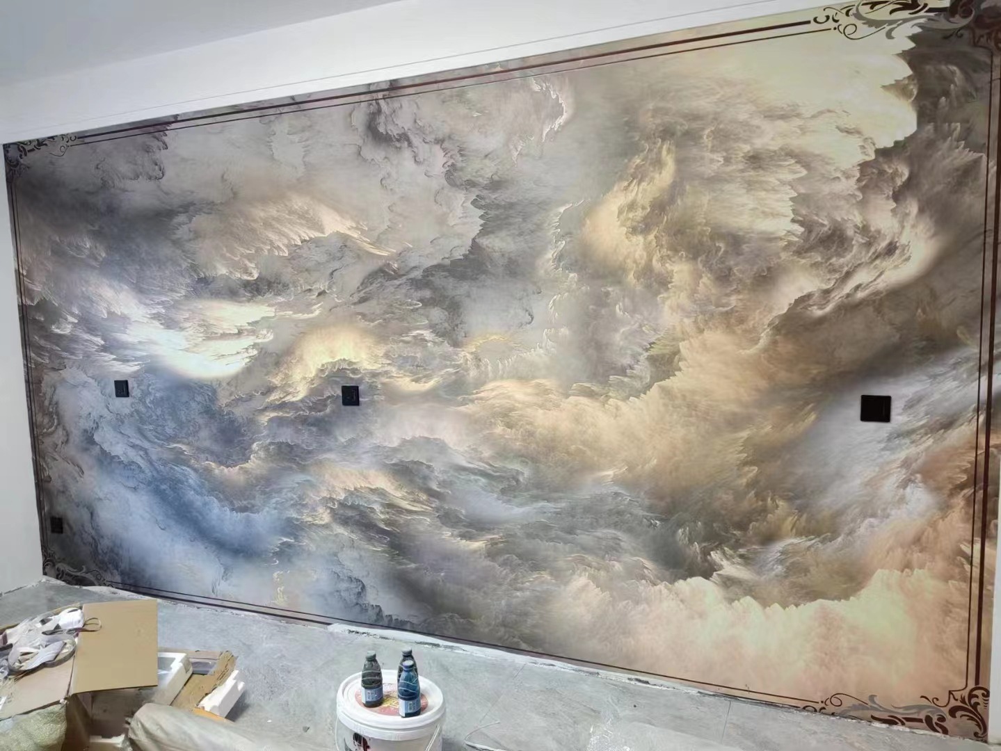 现代简约背景墙云