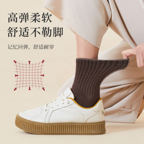 Spring and summer pure cotton socks for women, boneless socks, anti-odor and sweat-absorbent mid-calf socks, anti-pilling socks, Zhuji socks wholesale