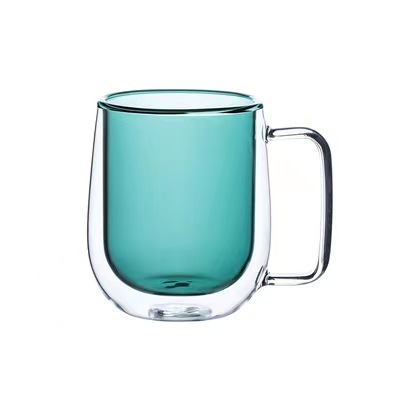 Los fabricantes suministran aislamiento térmico borosilicato de doble capa de vidrio grande del vientre taza resistente al calor taza de café de color de una sola capa creativa