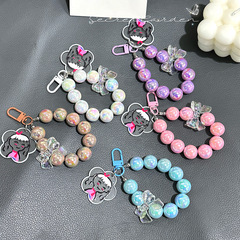 手機鏈小紅書鏈條掛飾鑰匙扣亞克力愛心串珠手機掛繩防摔時尚掛件