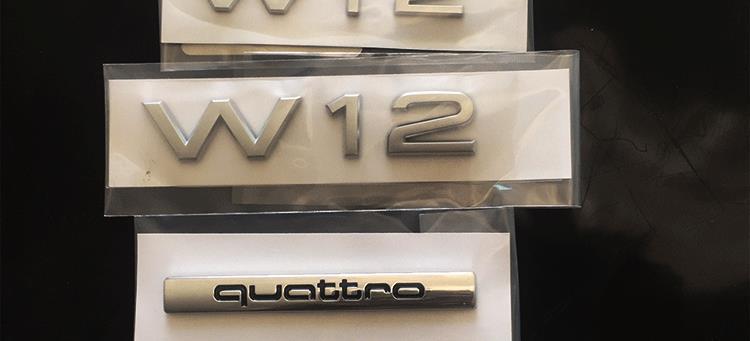 Audi car emblem V6TV8T side emblem V10W12 lettering for A4L, A6L, A8L, RS3, S5, Q7, TT modifications