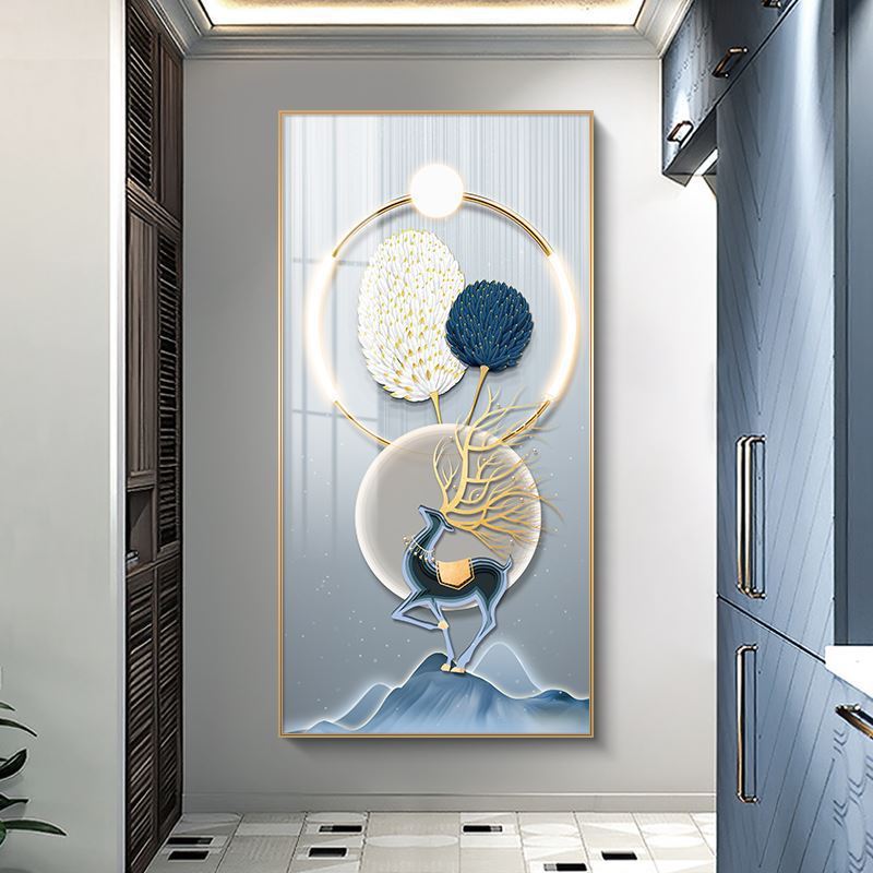 Pintura decorativa del pasillo del pasillo de nueve peces pintura colgante moderna simple pintura mural decorativa vertical de la puerta de la casa image 18