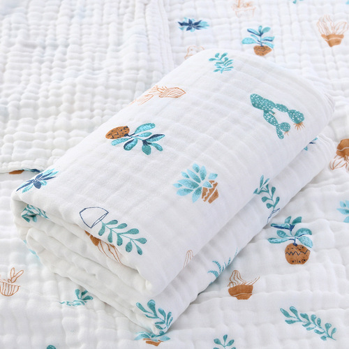 High-density 70*140 cotton six-layer washed gauze bath towel cartoon children's towel absorbent baby bath towel supermarket gift