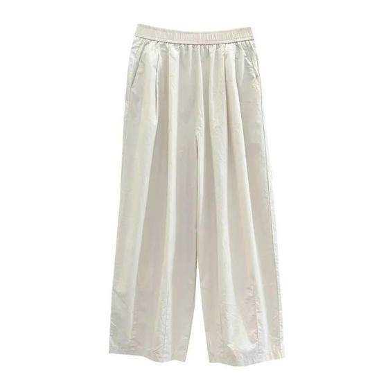 The chicory is good to wear! Pure cotton fabric! Simple Japanese 2025 New Style Thin All-match Loose Wide-leg Casual Cropped Pants