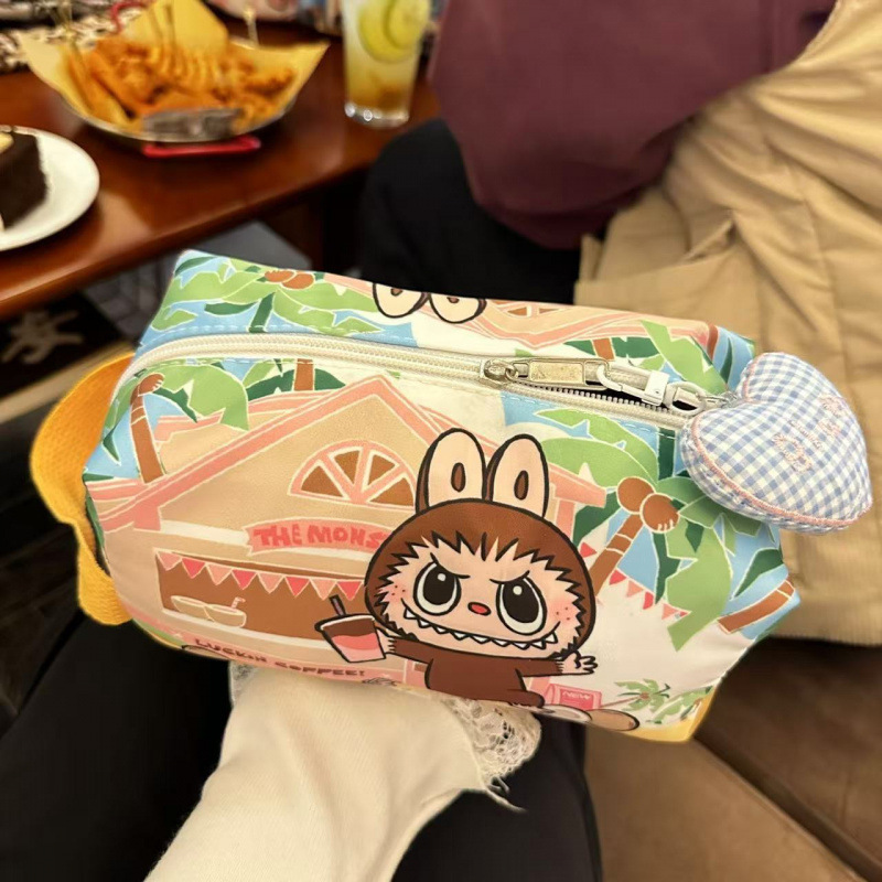 Labubu 漫画かわいい多機能化粧品バッグママ旅行防水トイレタリーバッグ学生文具鉛筆バッグ収納|undefined