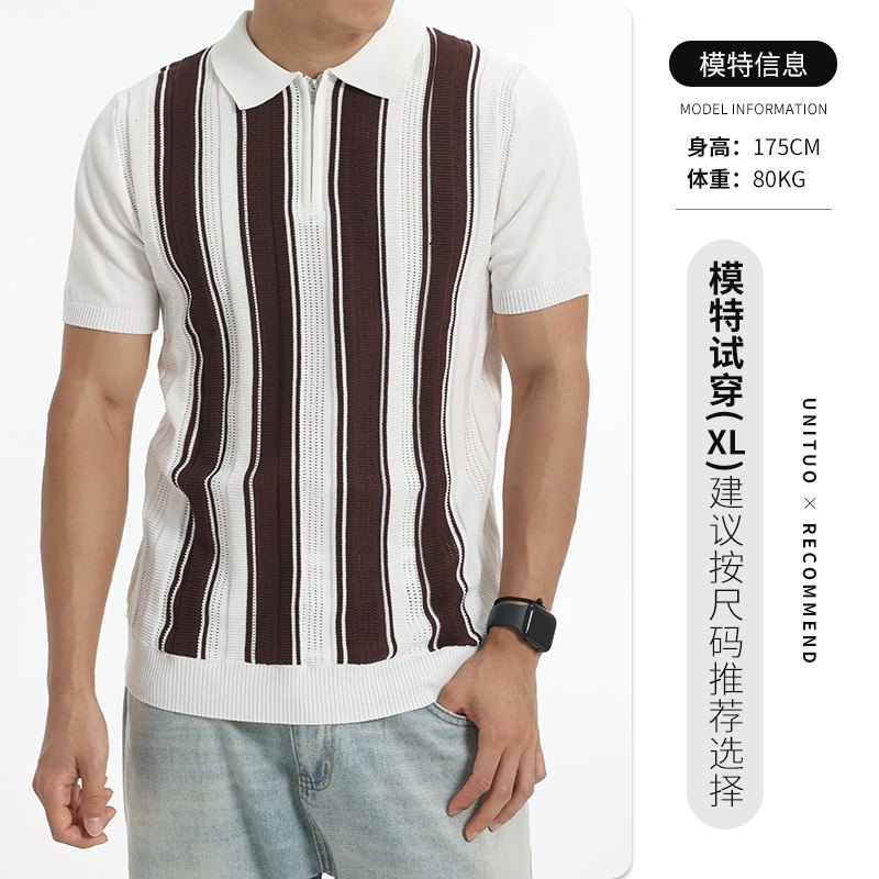 2026 verano hombre transfronterizo color de punto polo polo con collar de manga corta negocios europeos y estadounidenses de alta calidad ropa de hombre